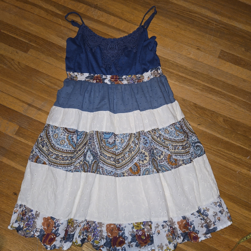 Lulamari Floral Boho Eyelet Paisley Sundress Women's Medium